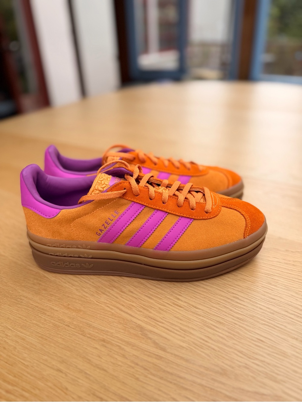 adidas Gazelle Women’s Orange & Pink/Purple Platform Sneakers